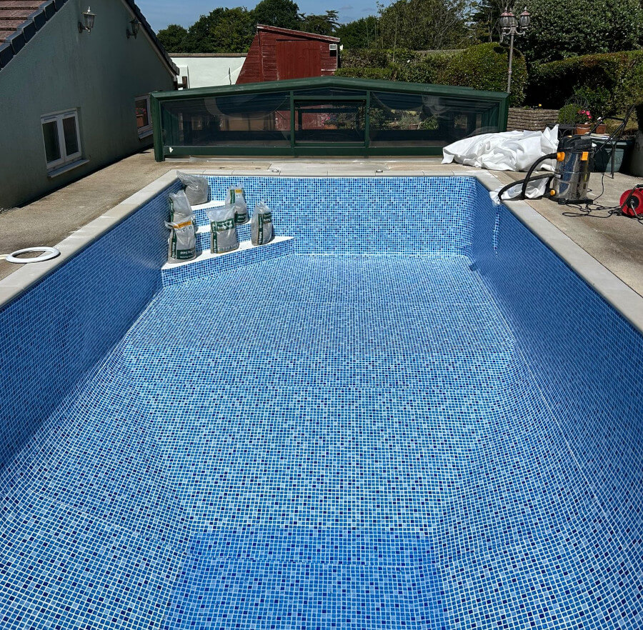 Residential pool being refurbished